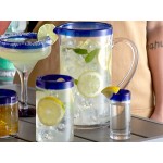 Acopa Tropic 50 oz. Glass Pitcher with Blue Rim - 6/Case