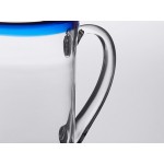 Acopa Tropic 50 oz. Glass Pitcher with Blue Rim - 6/Case