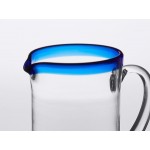 Acopa Tropic 50 oz. Glass Pitcher with Blue Rim - 6/Case