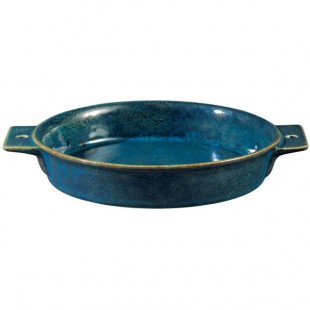 Oneida Studio Pottery Blue Moss by 1880 Hospitality F1468994300 23 oz. Porcelain Double-Handled Tapas Dish - 24/Case