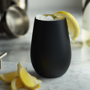 Stolzle Glisten from Global Tableware Collective 16.5 oz. Matte Black/Gold Stemless Wine Glass / Tumbler - 6/Case
