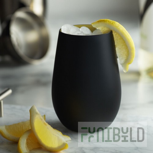 Stolzle Glisten from Global Tableware Collective 16.5 oz. Matte Black/Gold Stemless Wine Glass / Tumbler - 6/Case