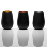 Stolzle Glisten from Global Tableware Collective 16.5 oz. Matte Black/Gold Stemless Wine Glass / Tumbler - 6/Case