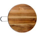 TableCraft ACAMR12 Acacia Wood Round Display Board with Brushed Nickel Handle - 12 TableCraft ACAMR12 Acacia Wood Round Display Board with Brushed Nickel Handle - 12