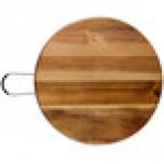 TableCraft ACAMR12 Acacia Wood Round Display Board with Brushed Nickel Handle - 12 TableCraft ACAMR12 Acacia Wood Round Display Board with Brushed Nickel Handle - 12