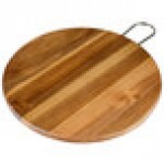 TableCraft ACAMR12 Acacia Wood Round Display Board with Brushed Nickel Handle - 12 TableCraft ACAMR12 Acacia Wood Round Display Board with Brushed Nickel Handle - 12