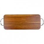 TableCraft ACAMR12 Acacia Wood Round Display Board with Brushed Nickel Handle - 12 TableCraft ACAMR12 Acacia Wood Round Display Board with Brushed Nickel Handle - 12