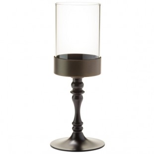 Hollowick 277BZ Classic Dark Bronze Candlestick Base with Clear Cylinder Shade Hollowick 277BZ Classic Dark Bronze Candlestick Base with Clear Cylinder Shade