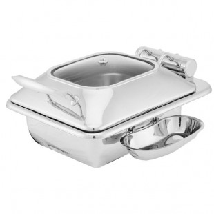 Walco Idol from Steelite International WLWI35UGT 4 Qt. Rectangle Stainless Steel Chafer with Body, Glass Top Lid, Food Pan, and Spoon Holder Walco Idol from Steelite International WLWI35UGT 4 Qt. Rectangle Stainless Steel Chafer with Body, Glass Top Lid, Food Pan, and Spoon Holder