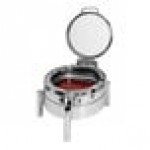 EcoBurner 7-Star Series EcoRock 6 Qt. 2/3 Size Silver Round Stainless Steel Waterless Chafer with Hinged Glass Lid EB15378G