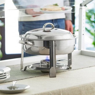 Choice Deluxe 4 Qt. Round Chrome Accent Chafer Choice Deluxe 4 Qt. Round Chrome Accent Chafer