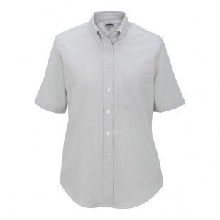Edwards 5027 Women's Customizable Light Gray Short Sleeve Wrinkle-Resistant Easy-Care Oxford Dress Shirt with Soil Release - 3X