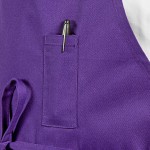Uncommon Chef 3004 Purple Customizable Poly-Cotton Twill Bib Apron with 3 Pockets - 34