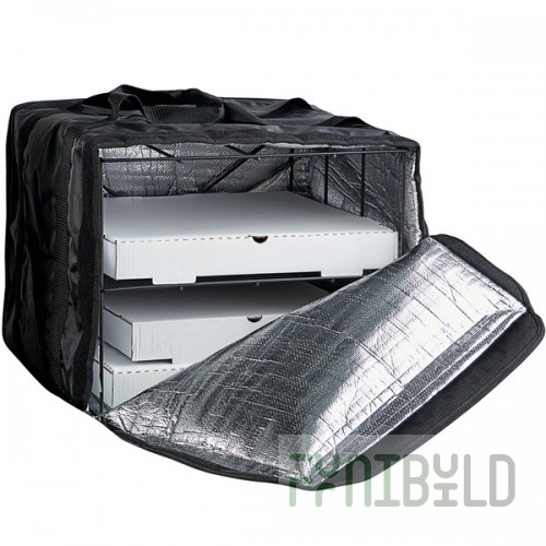 American Metalcraft BLB1914 Deluxe Black Polyester Pizza Delivery Bag with Rack, 19 1/2