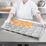 Chicago Metallic 42495 Glazed Aluminized Steel 24 Mold 1.95 oz. Individual ePAN Hamburger Bun / Muffin Top / Cookie Pan - 17 3/4 Chicago Metallic 42495 Glazed Aluminized Steel 24 Mold 1.95 oz. Individual ePAN Hamburger Bun / Muffin Top / Cookie Pan - 17 3/4