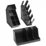 Choice Black 4-Section Adjustable Slanted Countertop Cup and Lid Organizer