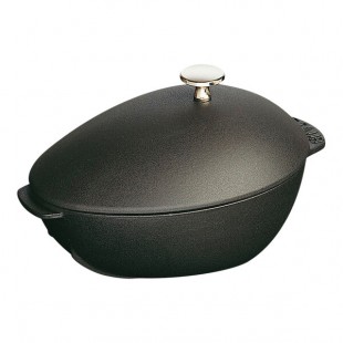 Staub 2 Qt. Enameled Cast Iron Mussel Pot with Lid 1004071 Staub 2 Qt. Enameled Cast Iron Mussel Pot with Lid 1004071