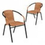 Flash Furniture Lila Beige Rattan Stackable Arm Chair - 2/Set Flash Furniture Lila Beige Rattan Stackable Arm Chair - 2/Set