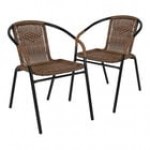 Flash Furniture Lila Beige Rattan Stackable Arm Chair - 2/Set Flash Furniture Lila Beige Rattan Stackable Arm Chair - 2/Set