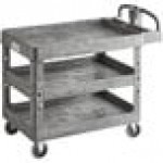 Lavex Medium Black 2-Shelf Utility Cart with Ergonomic Handle and Built-In Tool Compartments - 37 5/8