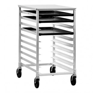 New Age Industrial Heavy-Duty Series 10-Pan End-Load Half-Size Mobile Aluminum Sheet Pan Rack with Stainless Steel Top 1311