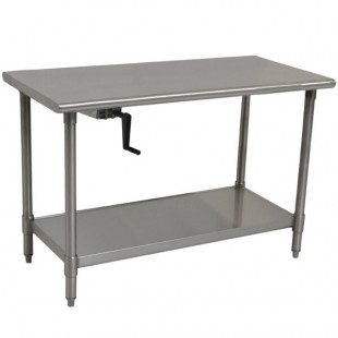Eagle Group T2460SEB-HA Left Crank 16 Gauge Type 304 Stainless Steel Adjustable Height ADA / Ergonomic Work Table with Undershelf - 24
