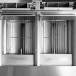 Frymaster MJ240 Natural Gas 2 Unit 80 lb. Floor Fryer with Millivolt Controls - 220,000 BTU