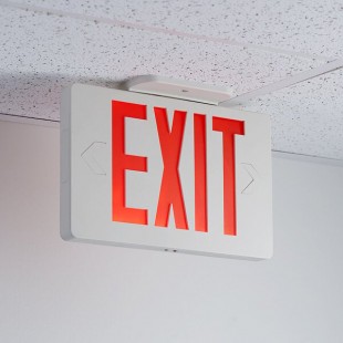 Lavex Slim Red LED Exit Sign with Battery Backup - 1.1W Unit Lavex Slim Red LED Exit Sign with Battery Backup - 1.1W Unit