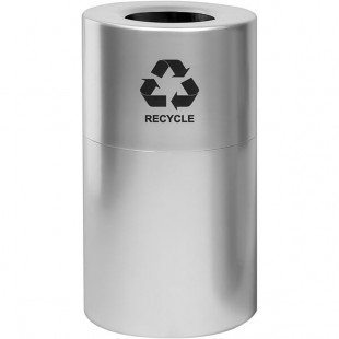 Witt Industries AL35-CLR-R 35 Gallon Aluminum Satin Clear Finish Round Indoor Decorative Recycling Bin Witt Industries AL35-CLR-R 35 Gallon Aluminum Satin Clear Finish Round Indoor Decorative Recycling Bin