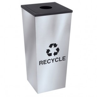 Ex-Cell Kaiser RC-MTR-1 SS Metro Collection 18 Gallon Stainless Steel Single Stream Tapered Square Recycling Bin Ex-Cell Kaiser RC-MTR-1 SS Metro Collection 18 Gallon Stainless Steel Single Stream Tapered Square Recycling Bin