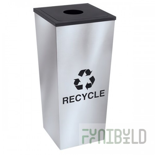 Ex-Cell Kaiser RC-MTR-1 SS Metro Collection 18 Gallon Stainless Steel Single Stream Tapered Square Recycling Bin