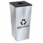 Ex-Cell Kaiser RC-MTR-1 SS Metro Collection 18 Gallon Stainless Steel Single Stream Tapered Square Recycling Bin