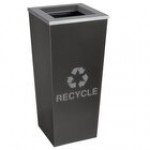 Ex-Cell Kaiser RC-MTR-1 SS Metro Collection 18 Gallon Stainless Steel Single Stream Tapered Square Recycling Bin