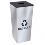 Ex-Cell Kaiser RC-MTR-1 SS Metro Collection 18 Gallon Stainless Steel Single Stream Tapered Square Recycling Bin