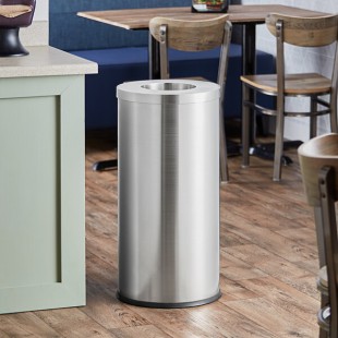 Lancaster Table & Seating 15 Gallon Stainless Steel Round Decorative Trash Can Lancaster Table & Seating 15 Gallon Stainless Steel Round Decorative Trash Can