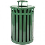 Witt Industries M3601-RC-BN Oakley Standard 36 Gallon Brown Steel Round Outdoor Decorative Trash Can with Rain Cap Lid Witt Industries M3601-RC-BN Oakley Standard 36 Gallon Brown Steel Round Outdoor Decorative Trash Can with Rain Cap Lid
