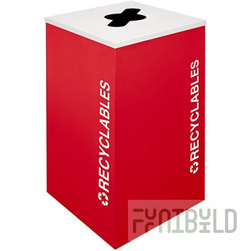 Ex-Cell Kaiser RC-KDSQ-R RBX Kaleidoscope Collection Ruby Texture Square 24 Gallon Customizable Recyclables Receptacle