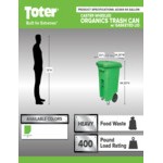 Toter ACG64-00LIM Organics 64 Gallon Lime Green Rectangular Caster Cart with Gasketed Lid