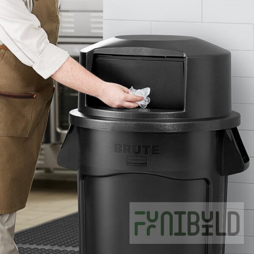 Rubbermaid® 2044039 BRUTE Black Round Dome Top for FG264300 Containers 44 Gallon