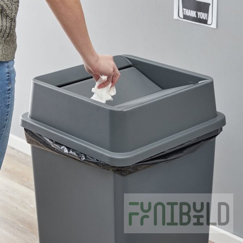 Lavex 35 / 50 Gallon Gray Square Trash Can Drop Shot Lid