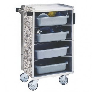 Lakeside 890GS Medium-Duty Stainless Steel Enclosed Bussing Cart with Ledge Rods and Gray Sand Finish - 17 5/8 Lakeside 890GS Medium-Duty Stainless Steel Enclosed Bussing Cart with Ledge Rods and Gray Sand Finish - 17 5/8