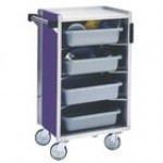 Lakeside 890GS Medium-Duty Stainless Steel Enclosed Bussing Cart with Ledge Rods and Gray Sand Finish - 17 5/8