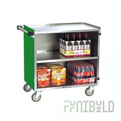 Lakeside 644G Medium-Duty Stainless Steel Three Shelf Utility Cart with Enclosed Base and Green Finish - 22 1/2