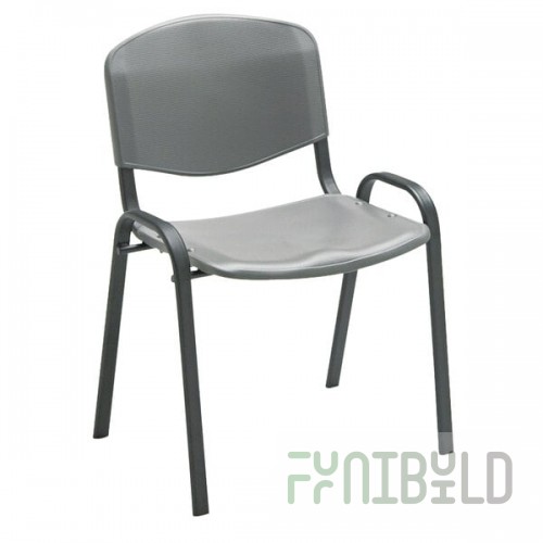 Safco 4185CH Charcoal Plastic Contour Stacking Chair with Steel Frame - 4/Case
