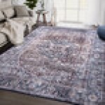 Abani Lola Collection 4' x 6' Dark Blue / Terracotta Vintage Medallion Area Rug Abani Lola Collection 4' x 6' Dark Blue / Terracotta Vintage Medallion Area Rug