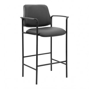 Boss Contemporary Black Caressoft Vinyl Counter Stool with Fixed Arms Boss Contemporary Black Caressoft Vinyl Counter Stool with Fixed Arms