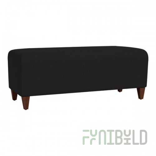 Lesro Ravenna Open House Black Fabric Loveseat Bench with Walnut Wood Legs