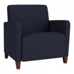 Lesro Ravenna Open House Black Fabric Loveseat Bench with Walnut Wood Legs