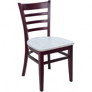 BFM Seating Berkeley Dark Mahogany Beechwood Ladder Back Side Chair with Relic Antique Wash Seat