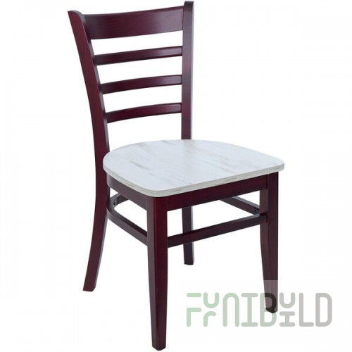 BFM Seating Berkeley Dark Mahogany Beechwood Ladder Back Side Chair with Relic Antique Wash Seat